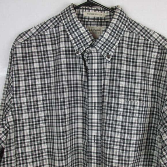 L.L. Bean Other - L.L. Bean Mens Dress Shirt Black Plaid Button Up L